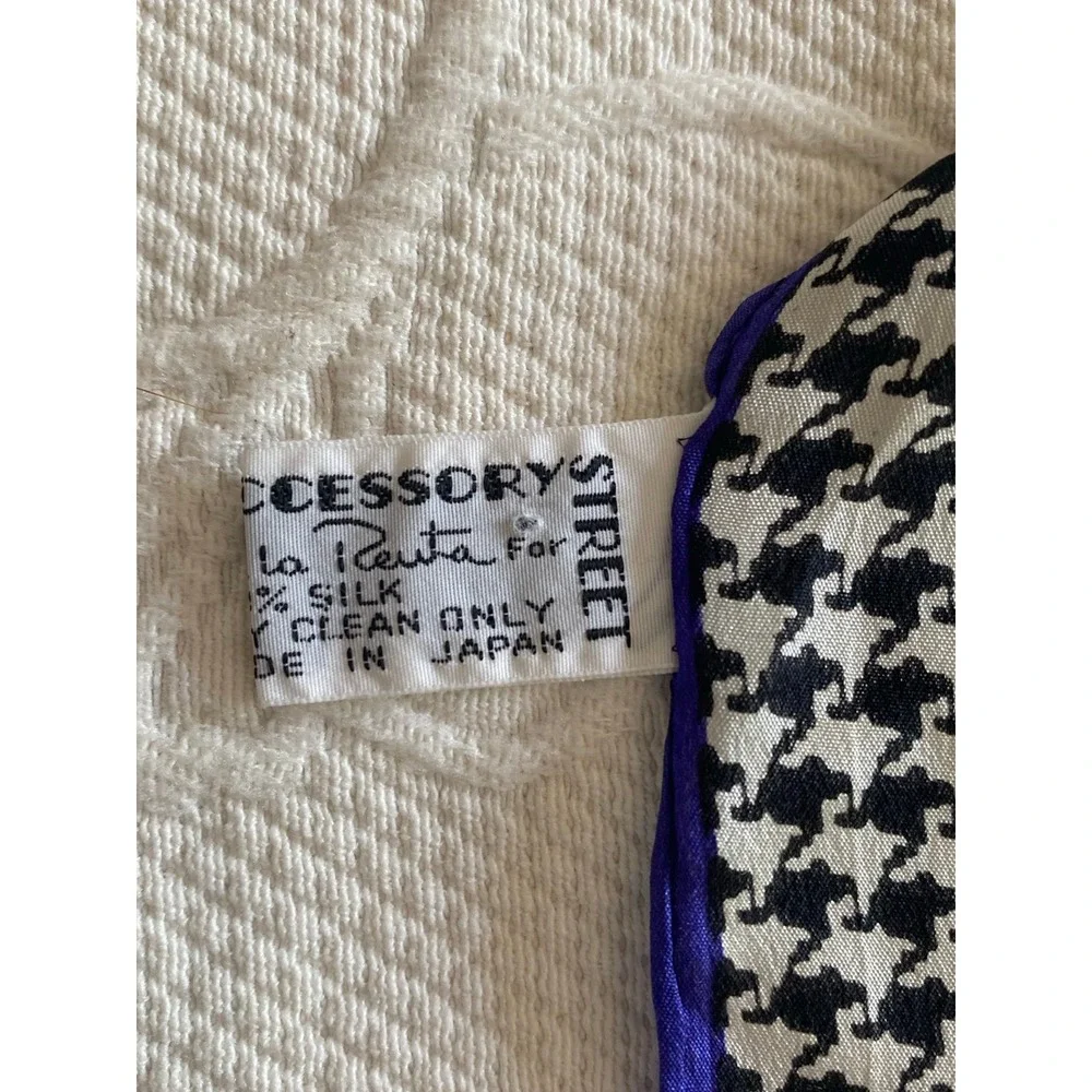 Oscar de la Renta MultiColor Vtg Houndstooth Silk Scarf 30